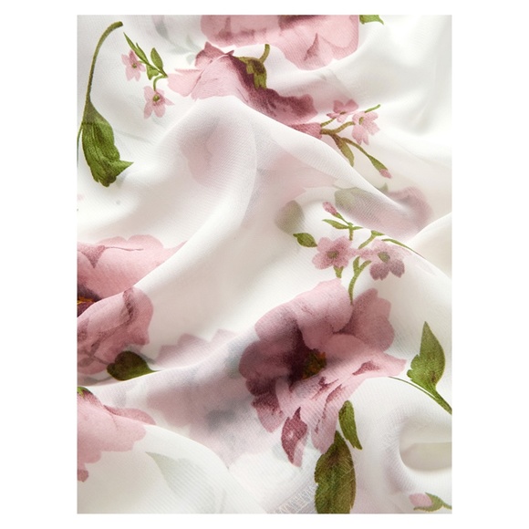 White Floral Button Down Chiffon Maxi Dress - Picture 5 of 5